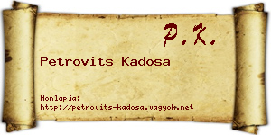 Petrovits Kadosa névjegykártya