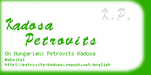 kadosa petrovits business card
